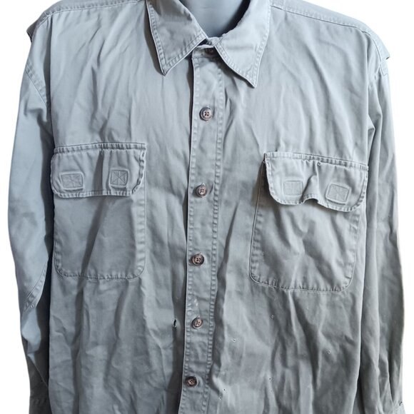 Vintage Men's Shirt XL Duluth Trading Co Grey Button-Up Distressed Y2K Hunting - Picture 1 of 6